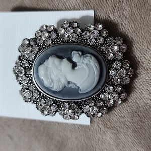 Crystal Rhinestone Lady Vintage Cameo Victorian Style
